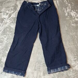 Habands Ice House Flannel Lined Corduroy Slacks Pants Navy Blue Size 34S